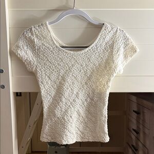 White Lace Short Sleeve Women's Top